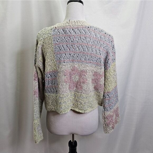 Sincerely Jules Pastel Floral Cropped Knit Sweater Size XS - Picture 8 of 10